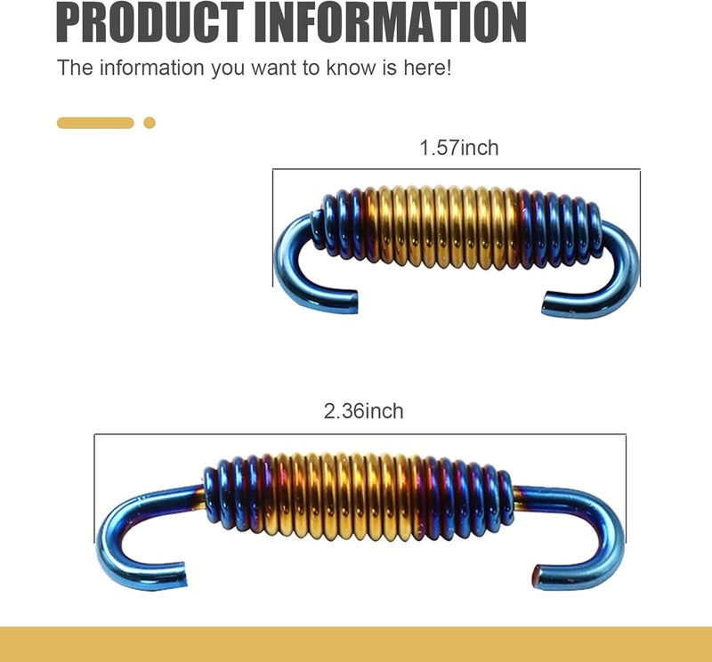 waswale Motorcycle Exhaust Muffler Spring, 40 mm-60 mm Extended Range Stainless Steel Spring Hooks Exhaust Reinforced Spring Hook, Universal for Riding Motorcycles, Scooters, ATVs (Multicolored Blue) - Image 2
